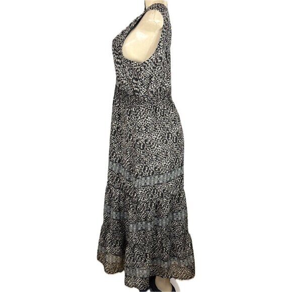 Cassee's M Animal Print Surplice Neck Shirred Lined Ruffle Sleeveless Maxi Dress - Picture 5 of 6